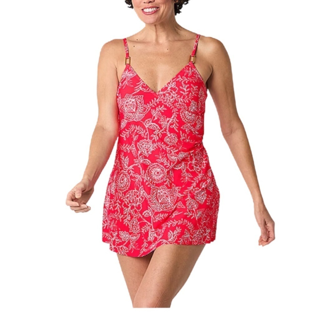 Liz Claiborne pink white printed dress one peice suit size 6 new